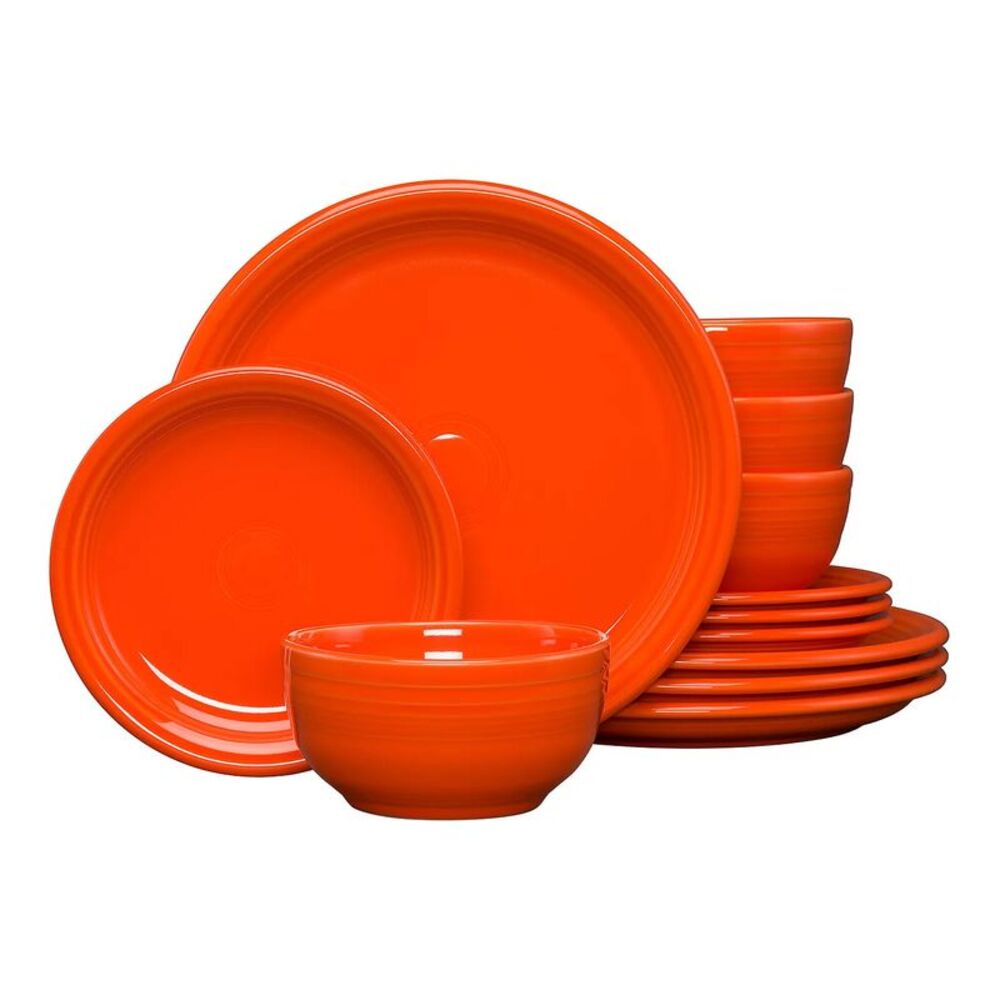Fiesta Bistro Coupe 12-Piece Dinnerware Set Poppy - NIB